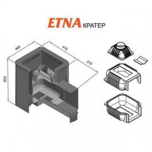 Чугунная печь для бани ЭТНА КРАТЕР 24 (ДТ-4С)