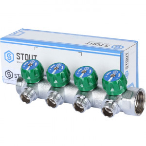 STOUT SMB-6850-011204 STOUT Коллектор регулирующий 1", 4 отвода 1/2"