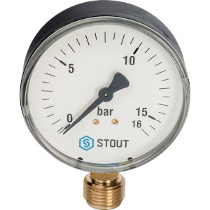 STOUT SIM-0010 Манометр радиальный. Корпус Dn 80 мм 1/2", 0...16 бар, кл.2.5