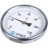 STOUT SIM-0001 Термометр биметаллический с погружной гильзой. Корпус Dn 80 мм, гильза 100 мм 1/2", 0...120°С