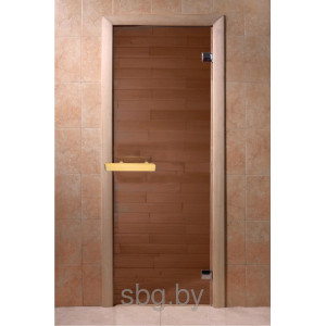 Стеклянная дверь для бани и сауны DOORWOOD 700x2100 Теплая ночь (бронзовое матовое)