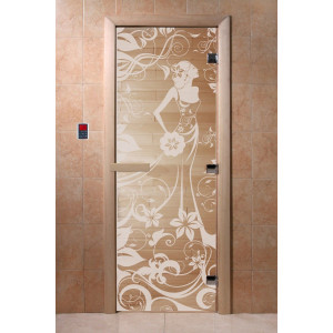 Двери DoorWood с рисунком «Девушка в цветах» (бронза)